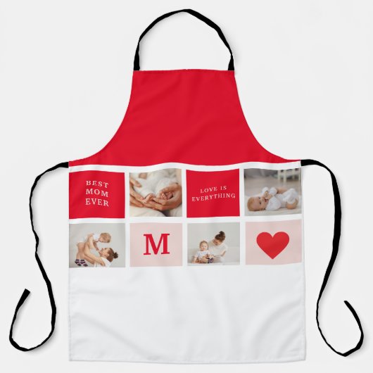 コラージュモダンフォトレッド&ピンクのマ最高のマ・エバーギフト エプロン (正面)