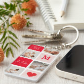 コラージュモダンフォトレッド&ピンクのマ最高のマ・エバーギフト キーホルダー (正面右)