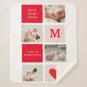 コラージュモダンフォトレッド&ピンクのマ最高のマ・エバーギフト シェルパブランケット (正面)