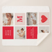 コラージュモダンフォトレッド&ピンクのマ最高のマ・エバーギフト シェルパブランケット (正面(横))