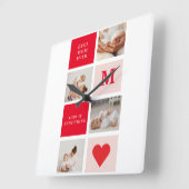 コラージュモダンフォトレッド&ピンクのマ最高のマ・エバーギフト スクエア壁時計 (傾斜)