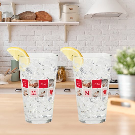 コラージュモダンフォトレッド&ピンクのマ最高のマ・エバーギフト タンブラーグラス
