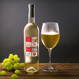 コラージュモダンフォトレッド&ピンクのマ最高のマ・エバーギフト ワインラベル