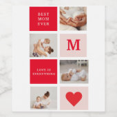 コラージュモダンフォトレッド&ピンクのマ最高のマ・エバーギフト ワインラベル (シングルラベル)