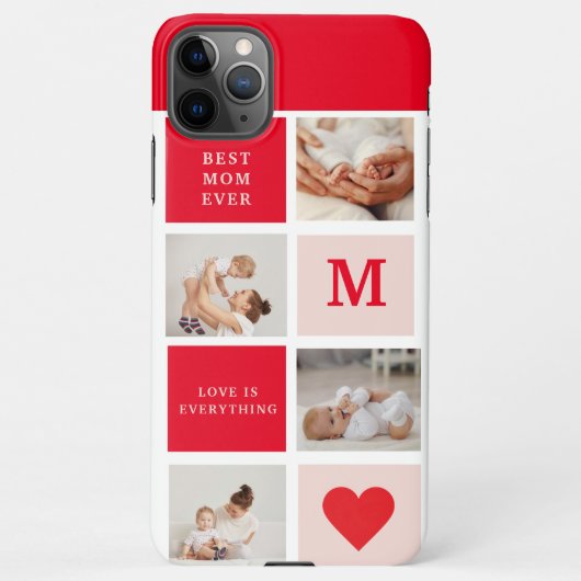 コラージュモダンフォトレッド&ピンクのマ最高のマ・エバーギフト iPhoneケース (裏面)