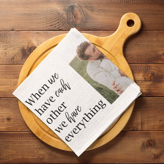 コラージュモダンフォトロマンチックなカップル引用文ギフト キッチンタオル