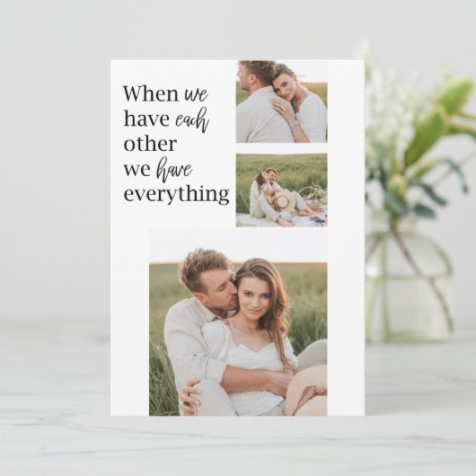 コラージュモダンフォトロマンチックなカップル引用文ギフト シーズンカード (スタンド正面)