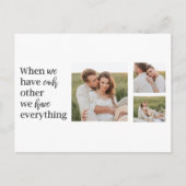 コラージュモダンフォトロマンチックなカップル引用文ギフト シーズンポストカード (正面)