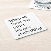 コラージュモダンフォトロマンチックなカップル引用文ギフト スクエアペーパーコースター (アングル)