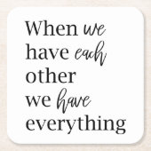 コラージュモダンフォトロマンチックなカップル引用文ギフト スクエアペーパーコースター (正面)