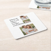 コラージュモダンフォトロマンチックなカップル引用文ギフト スクエアペーパーコースター (アングル)