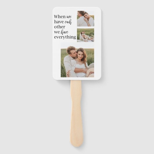 コラージュモダンフォトロマンチックなカップル引用文ギフト ハンドファン (裏面)