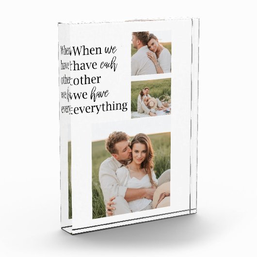 コラージュモダンフォトロマンチックなカップル引用文ギフト フォトブロック (左)