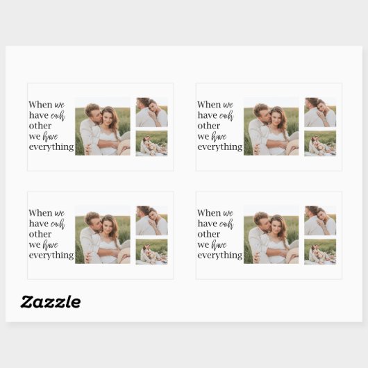 コラージュモダンフォトロマンチックなカップル引用文ギフト 長方形シール (シート)