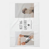 コラージュモダンフォト最高のパパドッグエバー キッチンタオル (縦)