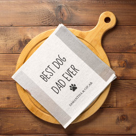 コラージュモダンフォト最高のパパドッグエバー キッチンタオル