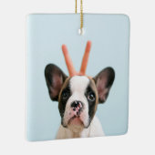 コラージュモダンフォト最高のパパドッグエバー セラミックオーナメント (右)