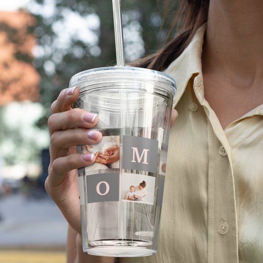 コラージュモダンフォト最高のモマピンクとグレーのギフト アクリルタンブラー