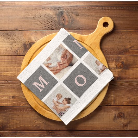 コラージュモダンフォト最高のモマピンクとグレーのギフト キッチンタオル