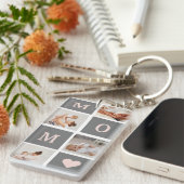 コラージュモダンフォト最高のモマピンクとグレーのギフト キーホルダー (正面右)