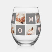 コラージュモダンフォト最高のモマピンクとグレーのギフト ステムなしワイングラス (正面)