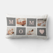 コラージュモダンフォト最高のモマピンクとグレーのギフト ランバークッション (裏面)