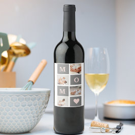 コラージュモダンフォト最高のモマピンクとグレーのギフト ワインラベル