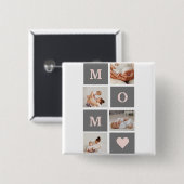 コラージュモダンフォト最高のモマピンクとグレーのギフト 缶バッジ (正面&裏面)