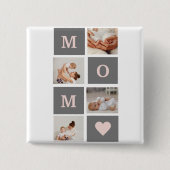 コラージュモダンフォト最高のモマピンクとグレーのギフト 缶バッジ (正面)