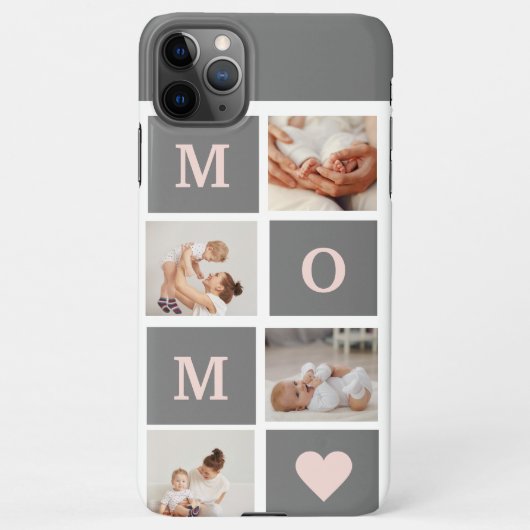 コラージュモダンフォト最高のモマピンクとグレーのギフト iPhoneケース (裏面)