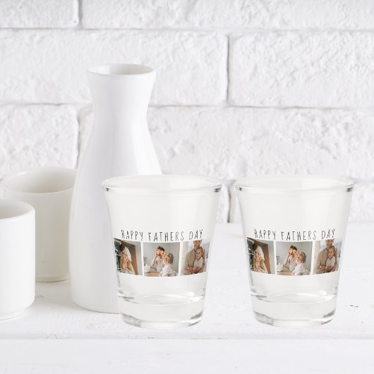 コラージュモダンフォト&ハッピーファーザーズの日のギフ最高のト ショットグラス