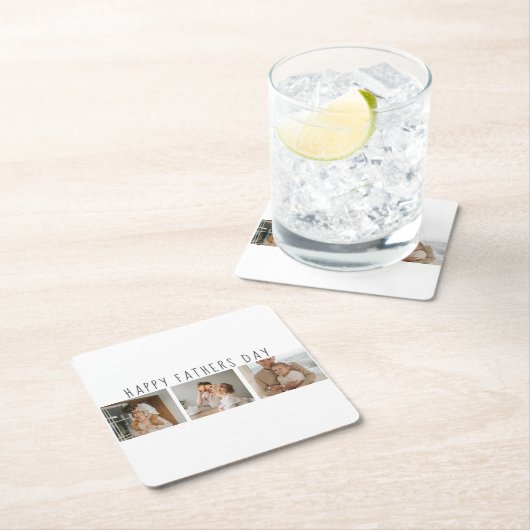 コラージュモダンフォト&ハッピーファーザーズの日のギフ最高のト スクエアペーパーコースター (インサイチュ)