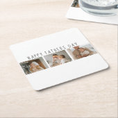 コラージュモダンフォト&ハッピーファーザーズの日のギフ最高のト スクエアペーパーコースター (アングル)