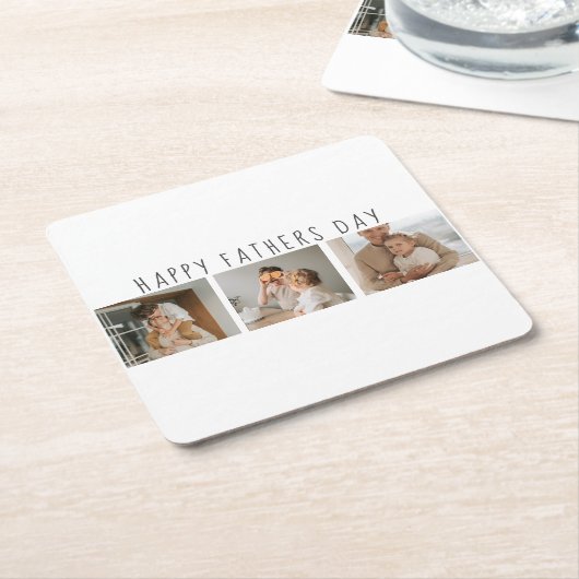 コラージュモダンフォト&ハッピーファーザーズの日のギフ最高のト スクエアペーパーコースター (アングル)