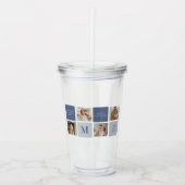 コラージュモダンフォト&ブルーハッピーファーザーズ・デイギフト アクリルタンブラー (正面)
