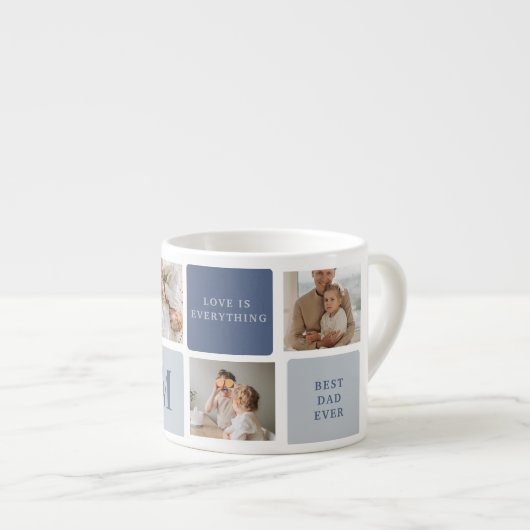 コラージュモダンフォト&ブルーハッピーファーザーズ・デイギフト エスプレッソカップ (正面右)