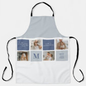 コラージュモダンフォト&ブルーハッピーファーザーズ・デイギフト エプロン (正面)