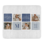 コラージュモダンフォト&ブルーハッピーファーザーズ・デイギフト カッティングボード (正面)