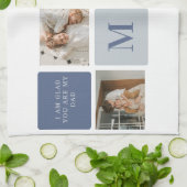 コラージュモダンフォト&ブルーハッピーファーザーズ・デイギフト キッチンタオル (折り畳み)