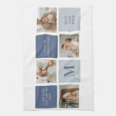 コラージュモダンフォト&ブルーハッピーファーザーズ・デイギフト キッチンタオル (縦)