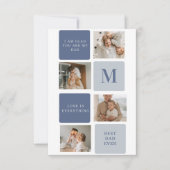 コラージュモダンフォト&ブルーハッピーファーザーズ・デイギフト サンキューカード (正面)