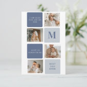 コラージュモダンフォト&ブルーハッピーファーザーズ・デイギフト サンキューカード (スタンド正面)