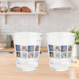 コラージュモダンフォト&ブルーハッピーファーザーズ・デイギフト ショットグラス