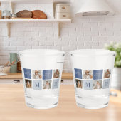 コラージュモダンフォト&ブルーハッピーファーザーズ・デイギフト ショットグラス