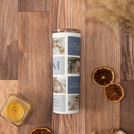 コラージュモダンフォト&ブルーハッピーファーザーズ・デイギフト タンブラー