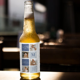 コラージュモダンフォト&ブルーハッピーファーザーズ・デイギフト ビールラベル