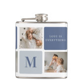 コラージュモダンフォト&ブルーハッピーファーザーズ・デイギフト フラスク (正面)