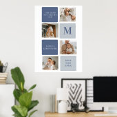 コラージュモダンフォト&ブルーハッピーファーザーズ・デイギフト ポスター (ホームオフィス)