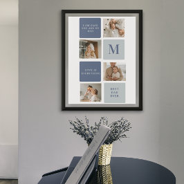 コラージュモダンフォト&ブルーハッピーファーザーズ・デイギフト ポスター