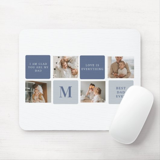 コラージュモダンフォト&ブルーハッピーファーザーズ・デイギフト マウスパッド (マウス)